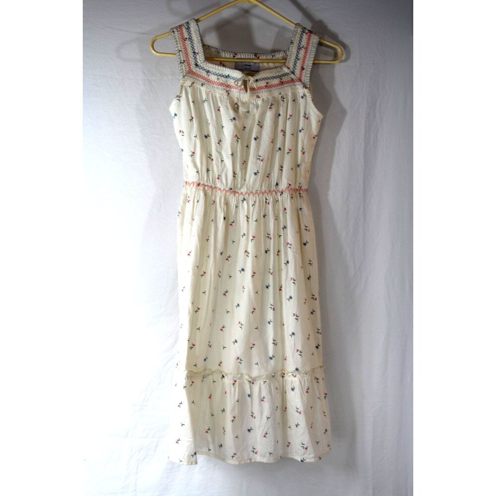Old Navy Girl's XL Sleeveless Embroidered Maxi Dress Floral Tiered Cream Boho